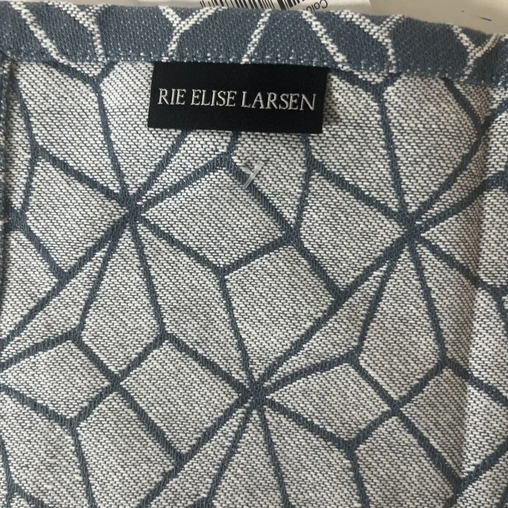 Rie Elise Larsen Set Of 2 Dishcloths Blue/white Geometry Pattern Kitchen